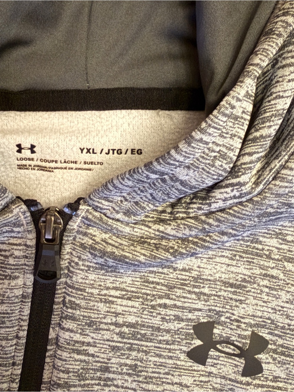 Under Armour Youth Full-Zip Hoodie – Gray Space Dye – Youth XL (Loose Fit) - Picture 5 of 8